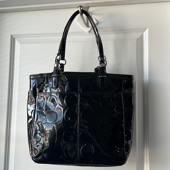 Black Patent Leather Coach Work Bag - Picture 1 of 3